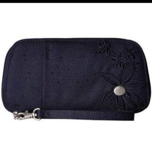 Haiku blue wallet with wrist strap